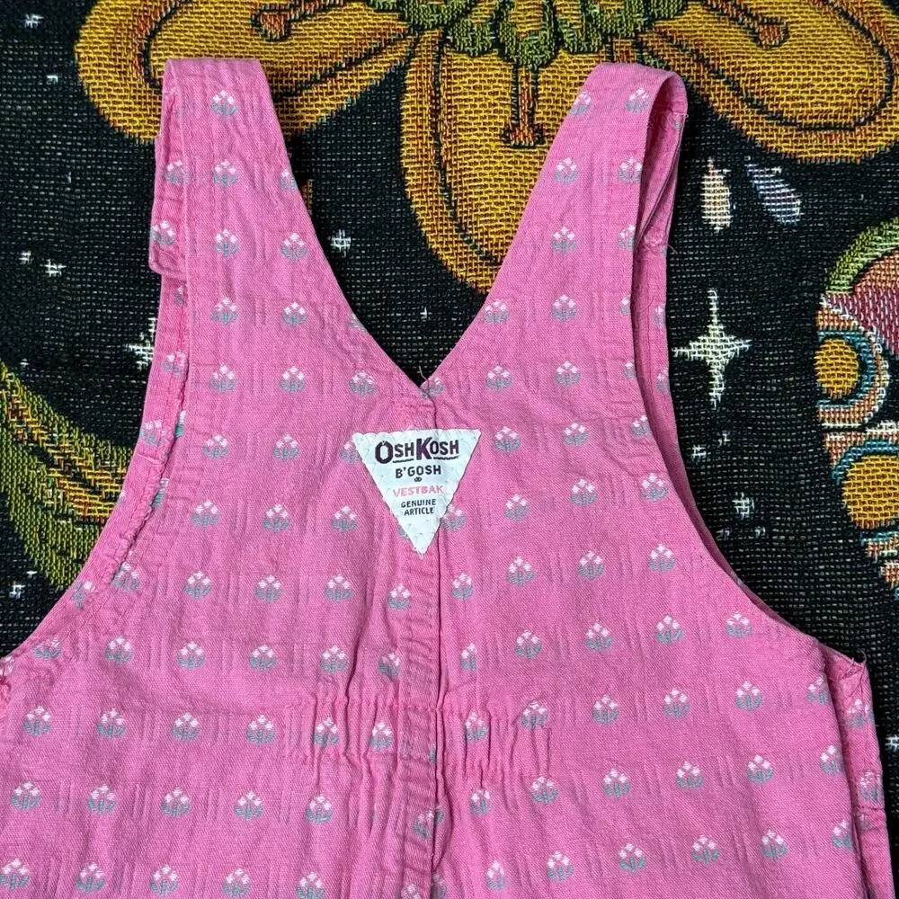 Vintage 90s OshKosh Vestbak Pink Floral Print Overalls One Piece Cottagecore 3T